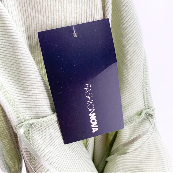 NEW Fashion Nova Lynda Ribbed Mini Dress - Sage Green Size Medium - Picture 8 of 9